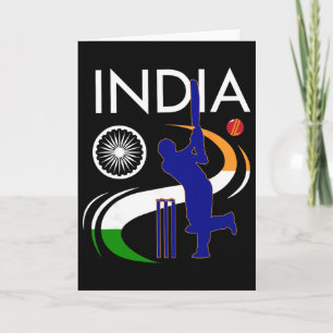 Carte Cricket indien avec coup de pinceau du drapeau ind