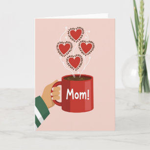 Carte Crimson Hearts Mothers Day Mug Card