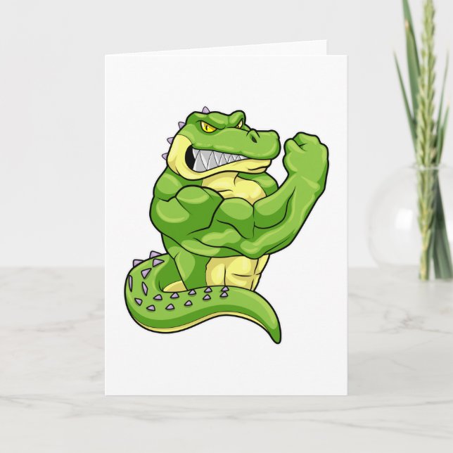 Carte Crocodile en culturiste avec de gros muscles (Devant)