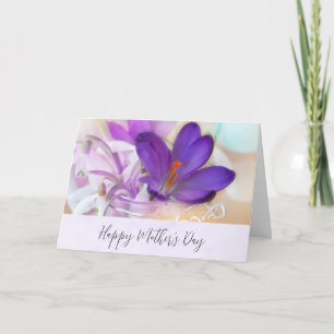 Carte Crocus de printemps violet pour la fête des Mères