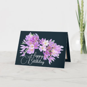 Carte Crocus rose/violet Gris Arrière-plan Joyeux Annive