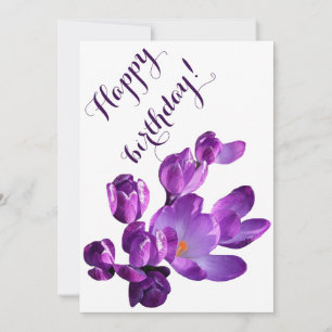 Carte crocus violet d'anniversaire mignonne