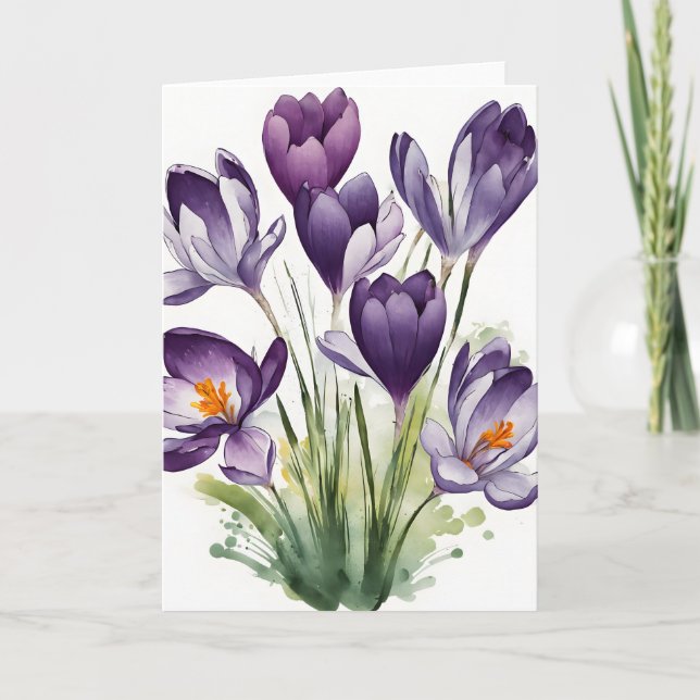 Carte Crocus - Watercolor flowers (Devant)