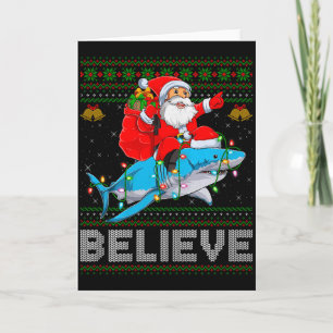 Carte Croire Xmas Drôle de Père Noël à Vélo Shark Moche