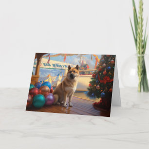 Carte Croisière de Noël Akita américaine : Pawsome Holid