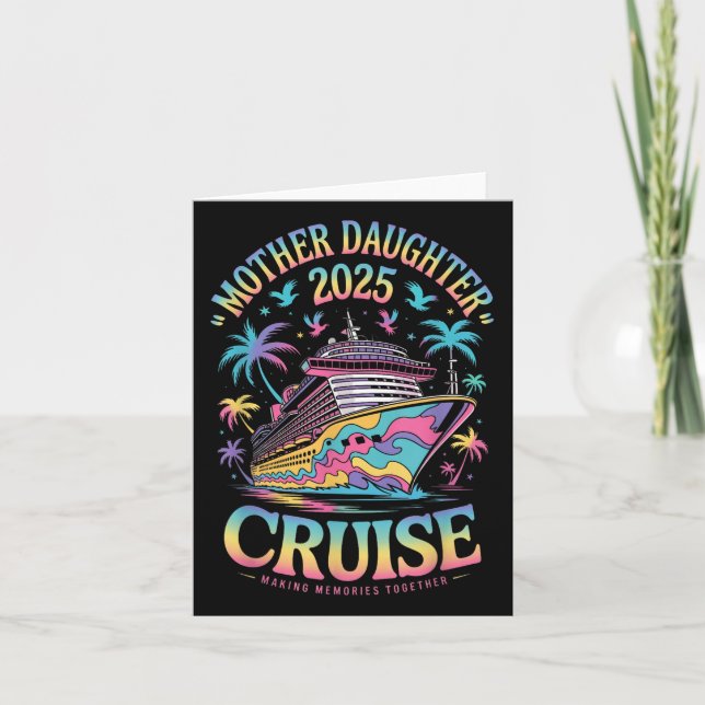 Carte Croisière Fille Mère Voyage 2025 Drôle Maman Fille (Devant)