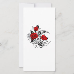 Carte Croissant mécanique avec roses rouges