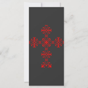 Carte Croix avec ornement rouge, Art décoratif sacré