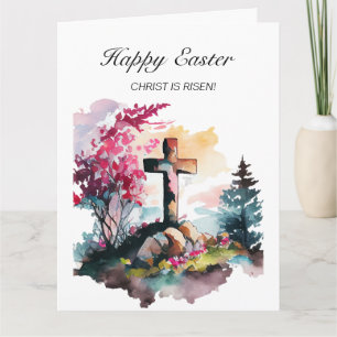 Carte Croix chrétienne Jésus-Christ ressuscité Joyeuses 