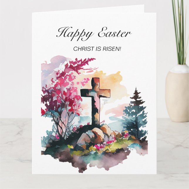 Carte Croix chrétienne Jésus Christ ressuscité Joyeux Pâ (Devant)