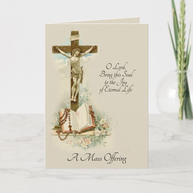 Carte Croix de offre de masse de sympathie catholique (Devant)