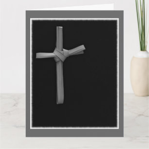 Carte Croix de Palmier sur Fond Noir, Religieux Minimali