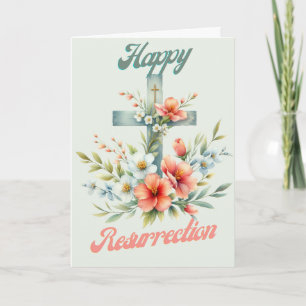 Carte Croix de Pâques joyeux avec fleurs de printemps