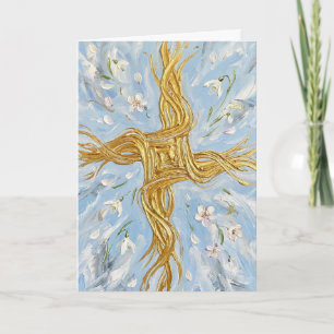 Carte Croix de Sainte-Brigitte Perce-Neige Imbolc Doré A