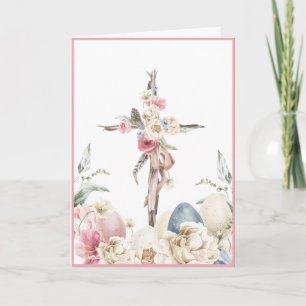 Carte Croix florale Il est ressuscité Pâques Personnal