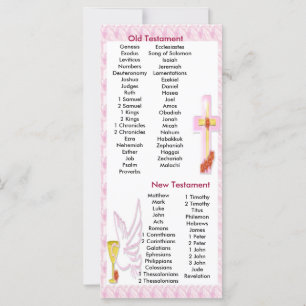 Carte Croix rose Bible marque de livre Communion Signet
