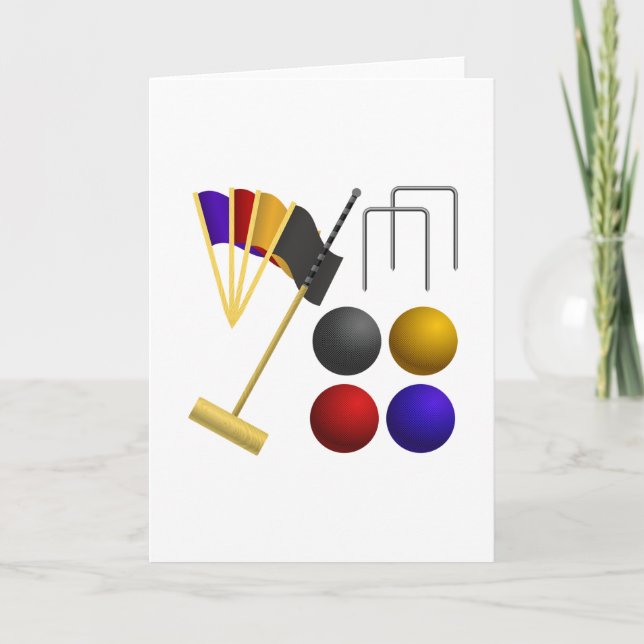 Carte Croquet Equipment Set Mallet Balls Hoops (Devant)