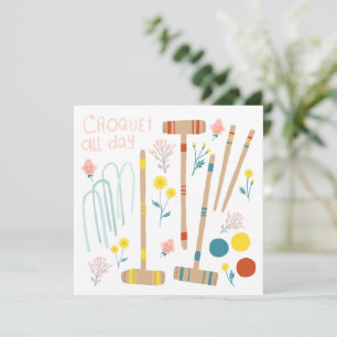 Carte CROQUET TOUTE LA JOURNÉE Jeu de pelouse mignonne C