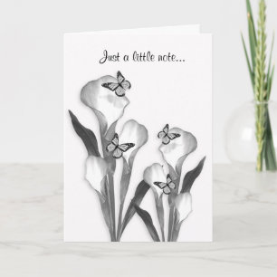 Carte Croquis au crayon de calla lily et papillons
