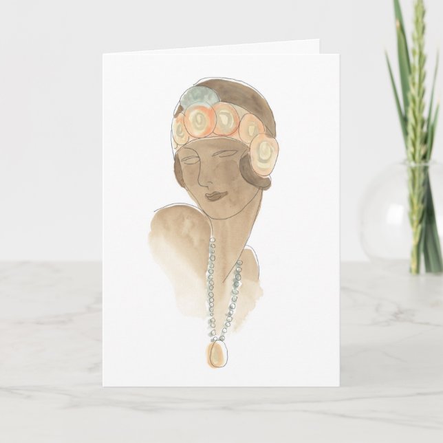 Carte Croquis de mode Flapper - Femme avec pièce à cheve (Devant)