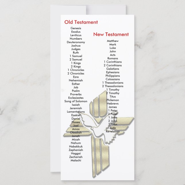 Carte Cross Bible Book mark Signet Books of the Bible (Devant)
