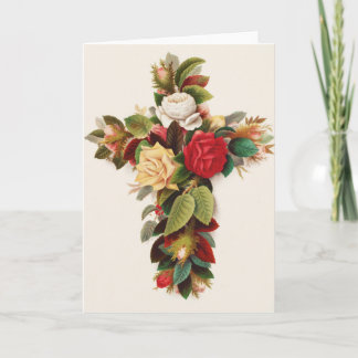 Carte Cross of roses, Victorian era illustration