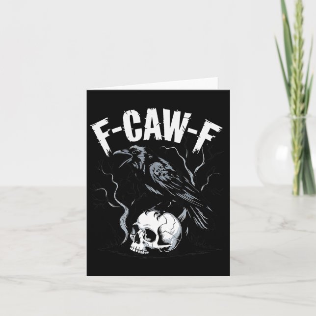 Carte Crow noir F-caw-f Funny Black Bird Crâne Adulte Hu (Devant)