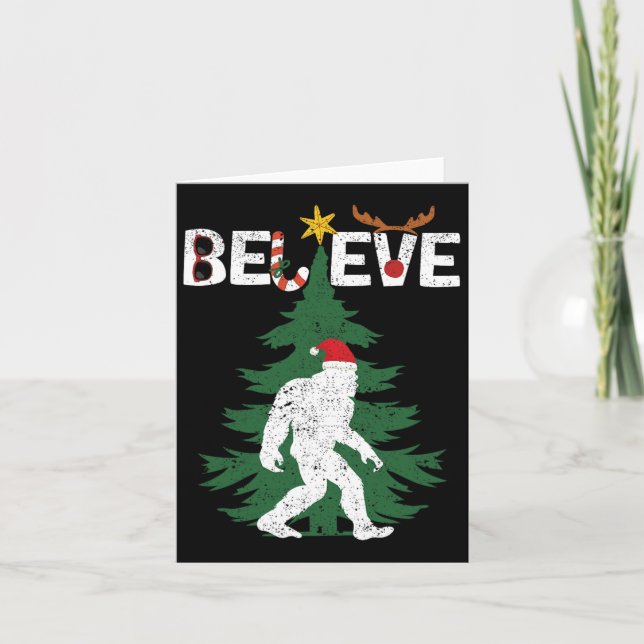 Carte Croyez Bigfoot Sasquatch Yeti Santa Hat Noël (Devant)