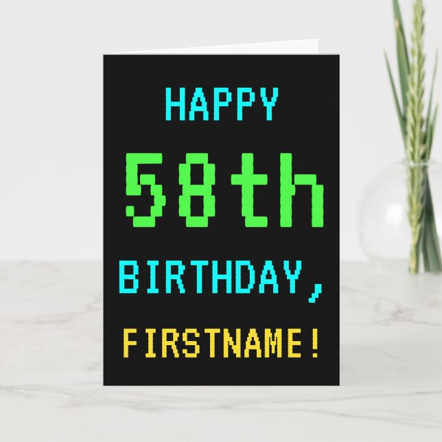 Carte Cru d'amusement/anniversaire rétro regard de jeu (Devant)