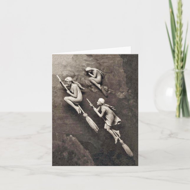 Carte Cru trois sorcières de Halloween pilotant des (Devant)