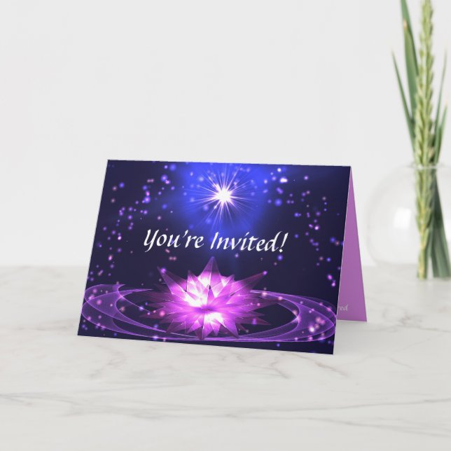 Carte Crystal Lotus Flower Stars Personnaliser Invitatio (Devant)