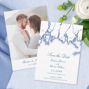 Carte CT de Stonington Élégant Mariage bleu marine