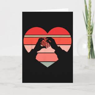 Carte Cube Cœur Rétro de Speed Cubing pour Saint Valenti