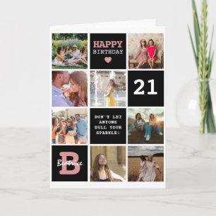 Carte Cube Personnalisé Texte Et Grille Photo Anniversai