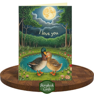 Carte Cuddling Canards Pond Art Amoureux Anniversaire
