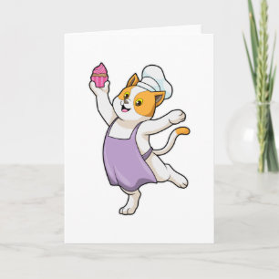 Carte Cuire au chat avec tablier de Cuisine et muffin