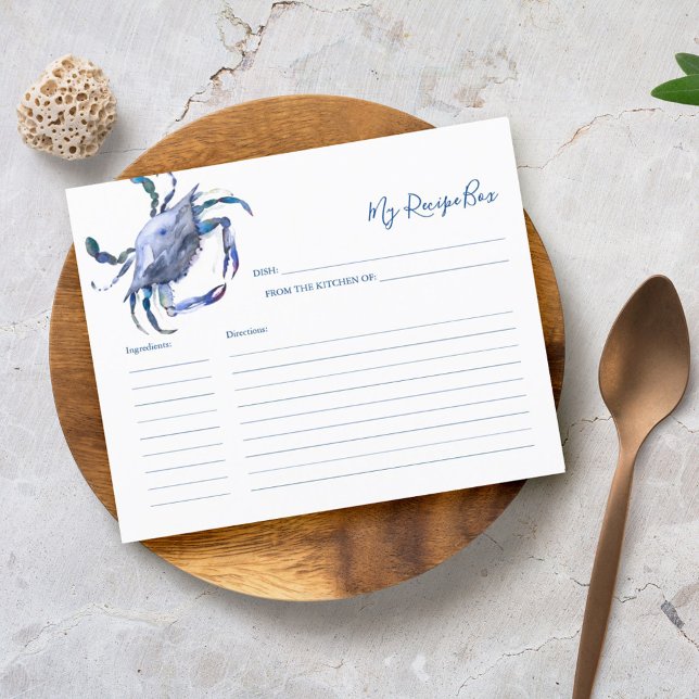 Carte cuisine Crabe d'aquarelle bleu (Créateur téléchargé)