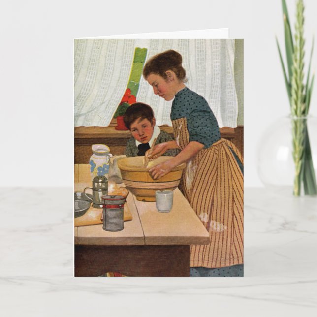 Carte Cuisine de jour de mères avec la maman (Devant)