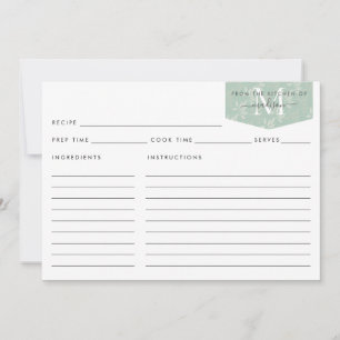 Carte Cuisine Monogramme Script Turquoise Floral Foliage