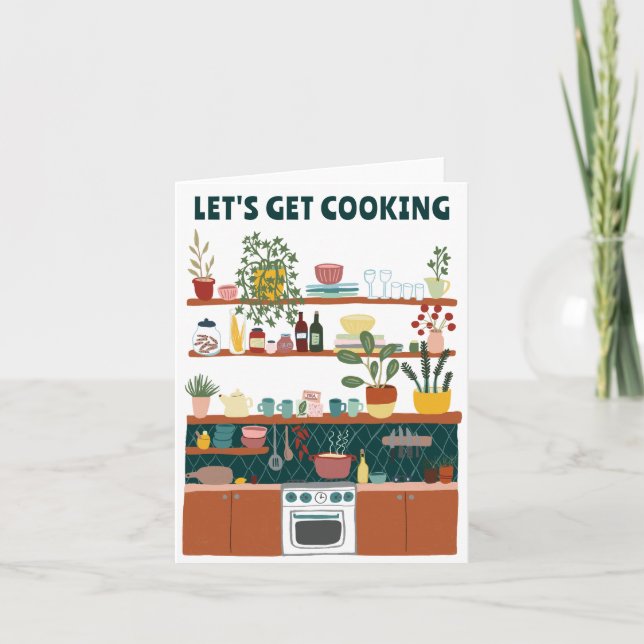 Carte CUISINEZ AVEC AMOUR Illustration de cuisine mignon (Devant)