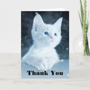 Carte Cuite Kitten blanc avec Joli Merci d'yeux bleu