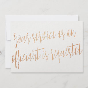 Carte Cuivre "Votre service en tant qu'officiant est dem