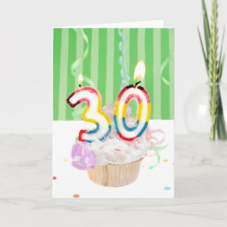 Carte cupcake à 30 ans avec bougies