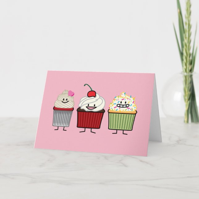 Carte Cupcake Anniversaire famille cupcakes gâteaux gâte (Devant)