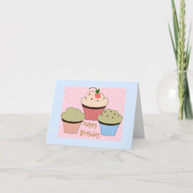 Carte Cupcake Anniversaire Salutation (Devant)