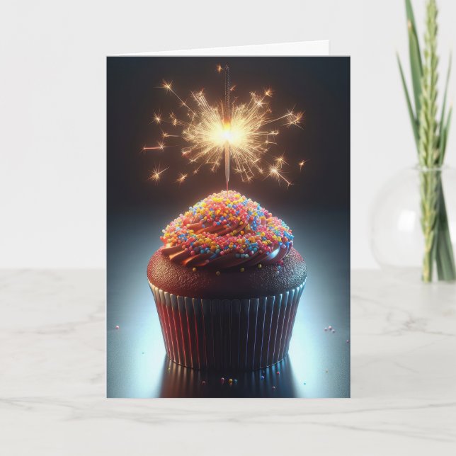 Carte Cupcake au chocolat d'anniversaire (Devant)