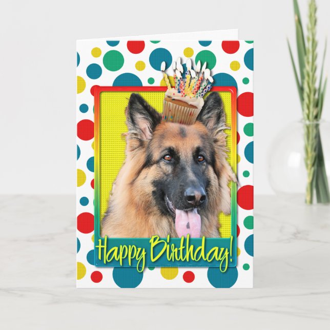 Carte Cupcake d'anniversaire - Berger allemand - Chance (Devant)