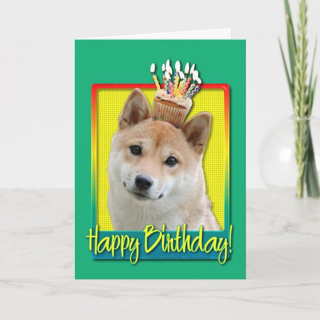 Carte Cupcake d'anniversaire - Shiba Inu (Devant)