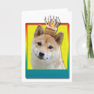 Carte Cupcake d'anniversaire - Shiba Inu