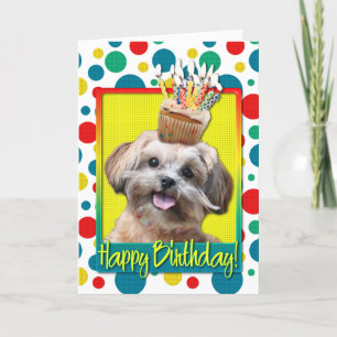 Carte Cupcake d'anniversaire - ShihPoo - Maggie